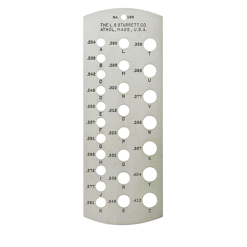 Drill Gage, A-Z Drill Sizes, Starrett CLOSEOUT - LittleMachineShop.com