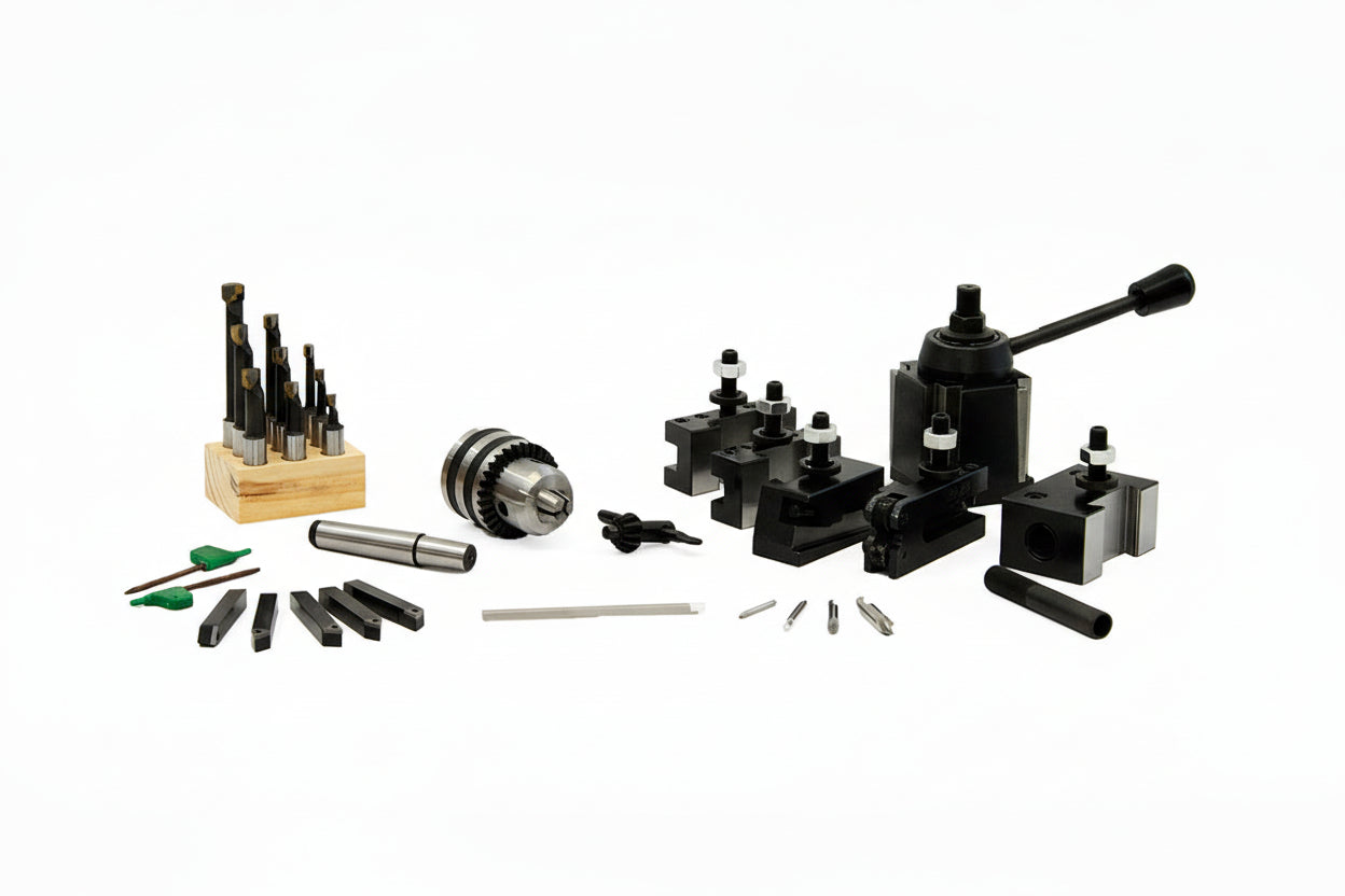 Tooling Package, Grizzly/JET/Harbor Freight Bench Lathe + AXA QCTP