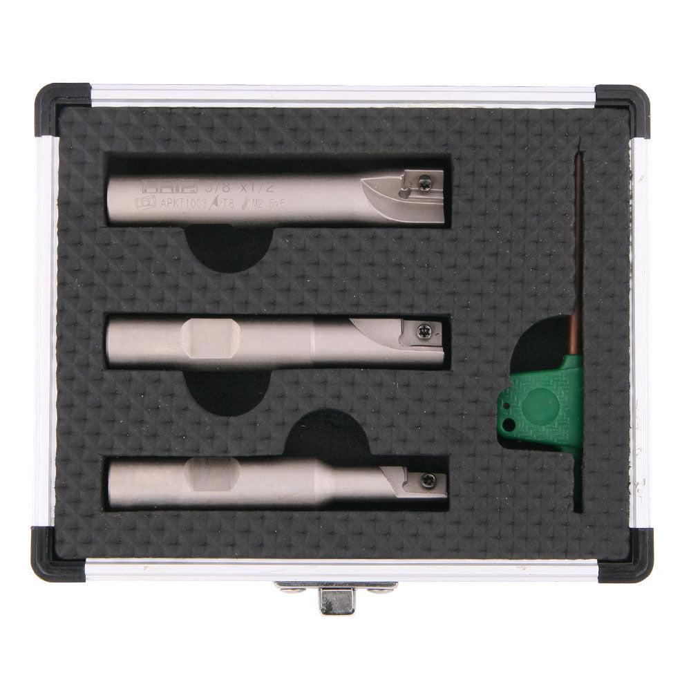 Indexable End Mill Set, 1/2" Shank Square Shoulder - in case - LittleMachineShop.com