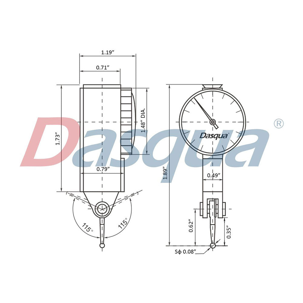 Dial Test Indicator, 0-15-0 x 0.0005", Dasqua