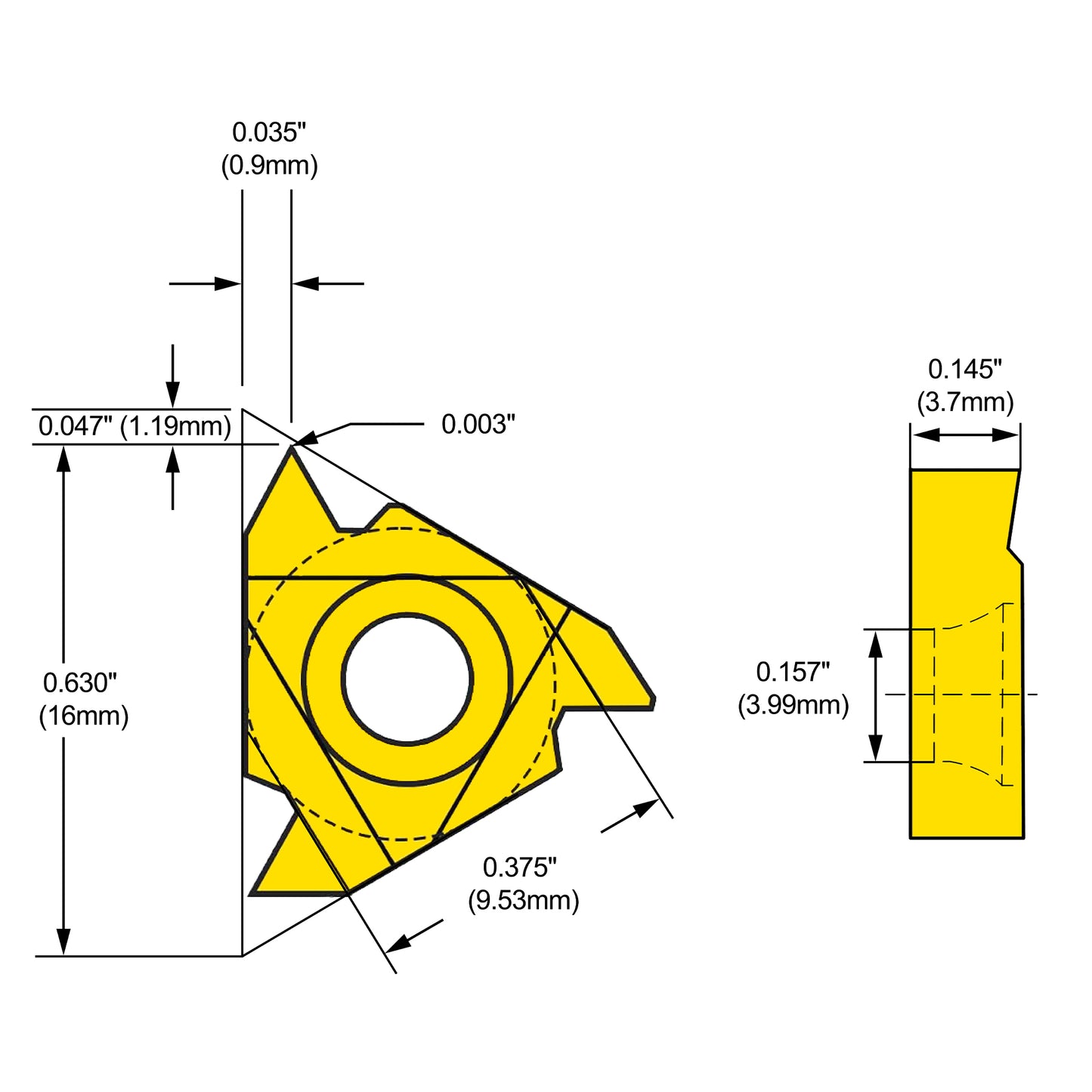 Insert, 16ERA60 External Thread, TiN Coated | LittleMachineShop.com