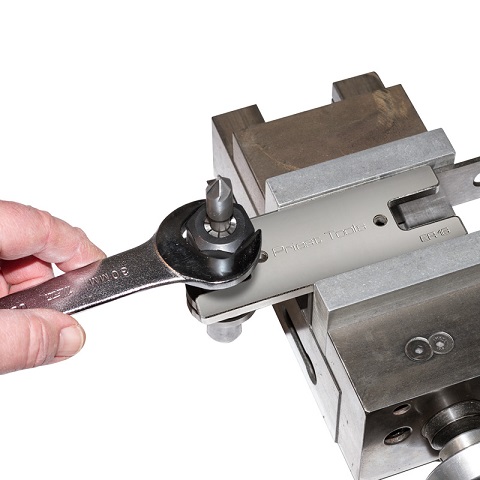 Collet Tool Changing Fixture on vise with holder