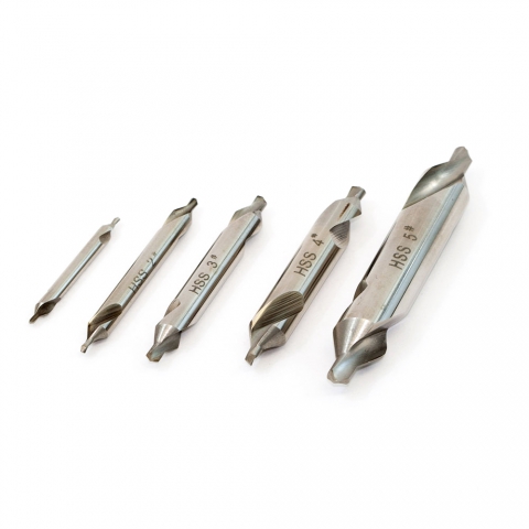 Center Drills, HSS, Set of 5 (Numbers 1-5) Center Drills, HSS, Set of 5 (Numbers 1-5)