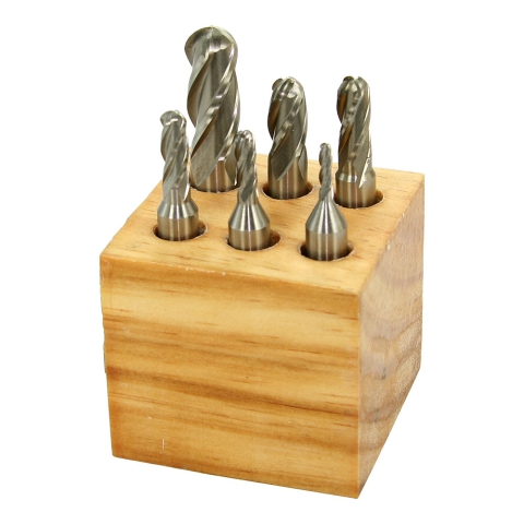 End Mill Set, 6 Piece 4 Flute Ball, HSS End Mill Set, 6 Piece 4 Flute Ball, HSS