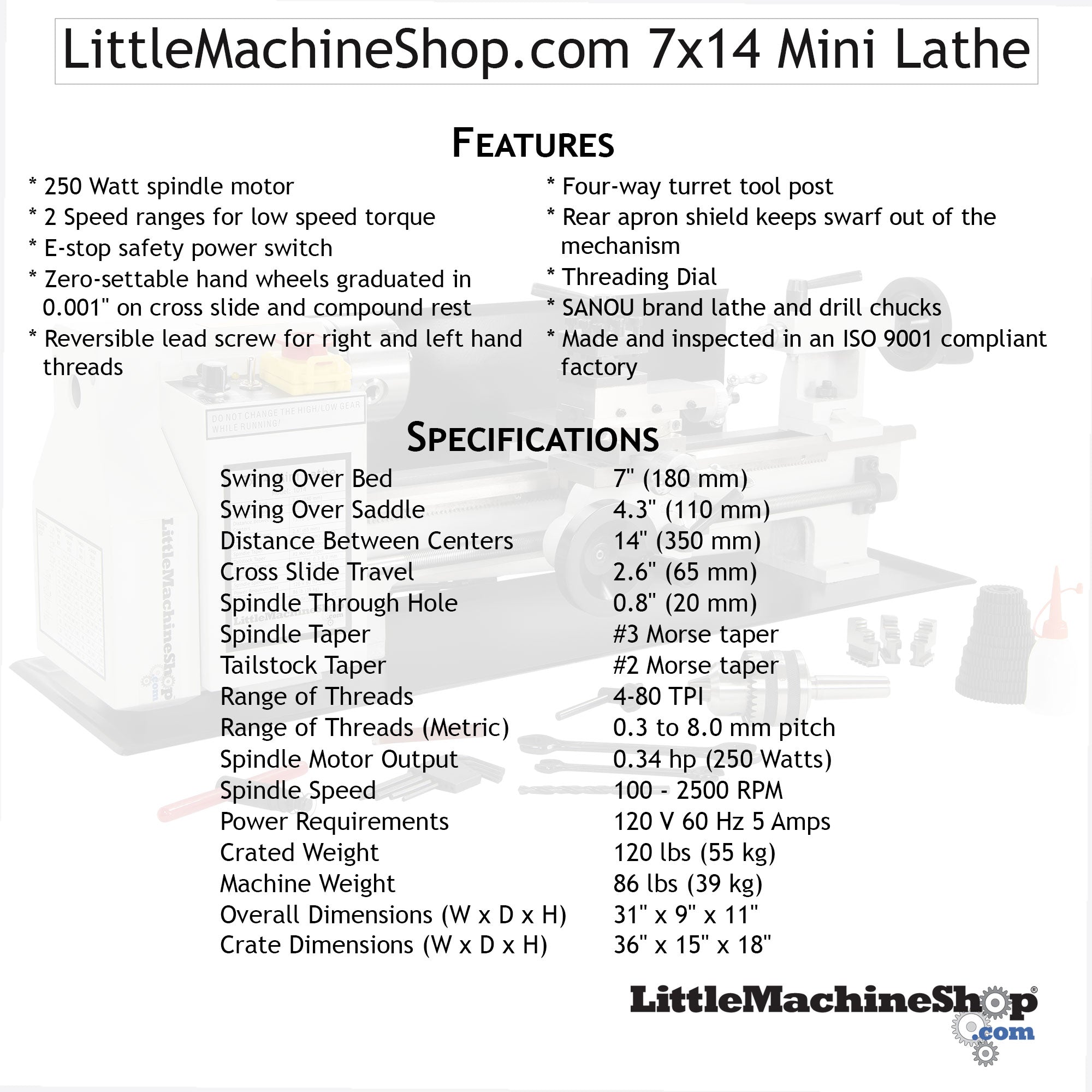 SIEG C2 7x14 Mini Lathe – LittleMachineShop.com