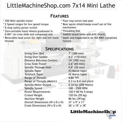 SIEG C2 7x14 Mini Lathe