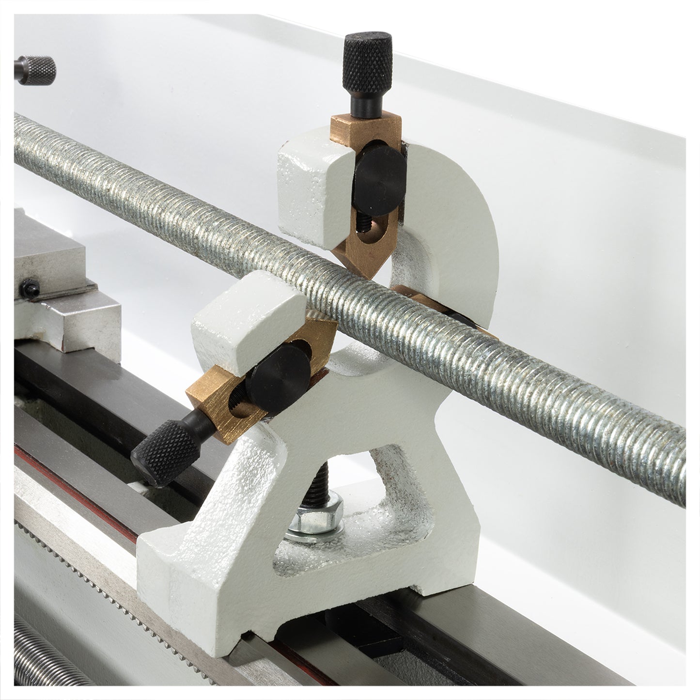 Steady Rest, 0-1" Mini Lathe - mounted on lathe - reverse view | LittleMachineShop.com