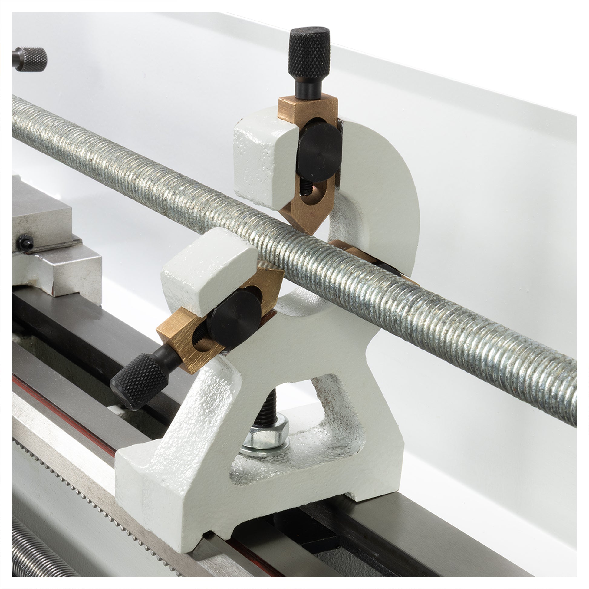 Steady Rest, 0-1" Mini Lathe - mounted on lathe - reverse view | LittleMachineShop.com