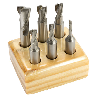 End Mill Set, 6 Piece 2 Flute, HSS - in holder - LittleMachineShop.com