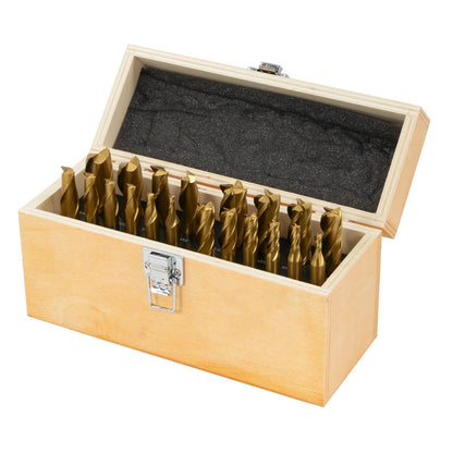 End Mill Set, 20 pieces 2 & 4 Flute, TiN coated HSS