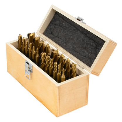 End Mill Set, 20 pieces 2 & 4 Flute, TiN coated HSS