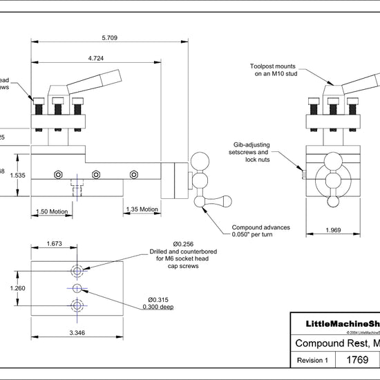 Compound Rest Assembly, Mini Lathe – LittleMachineShop.com
