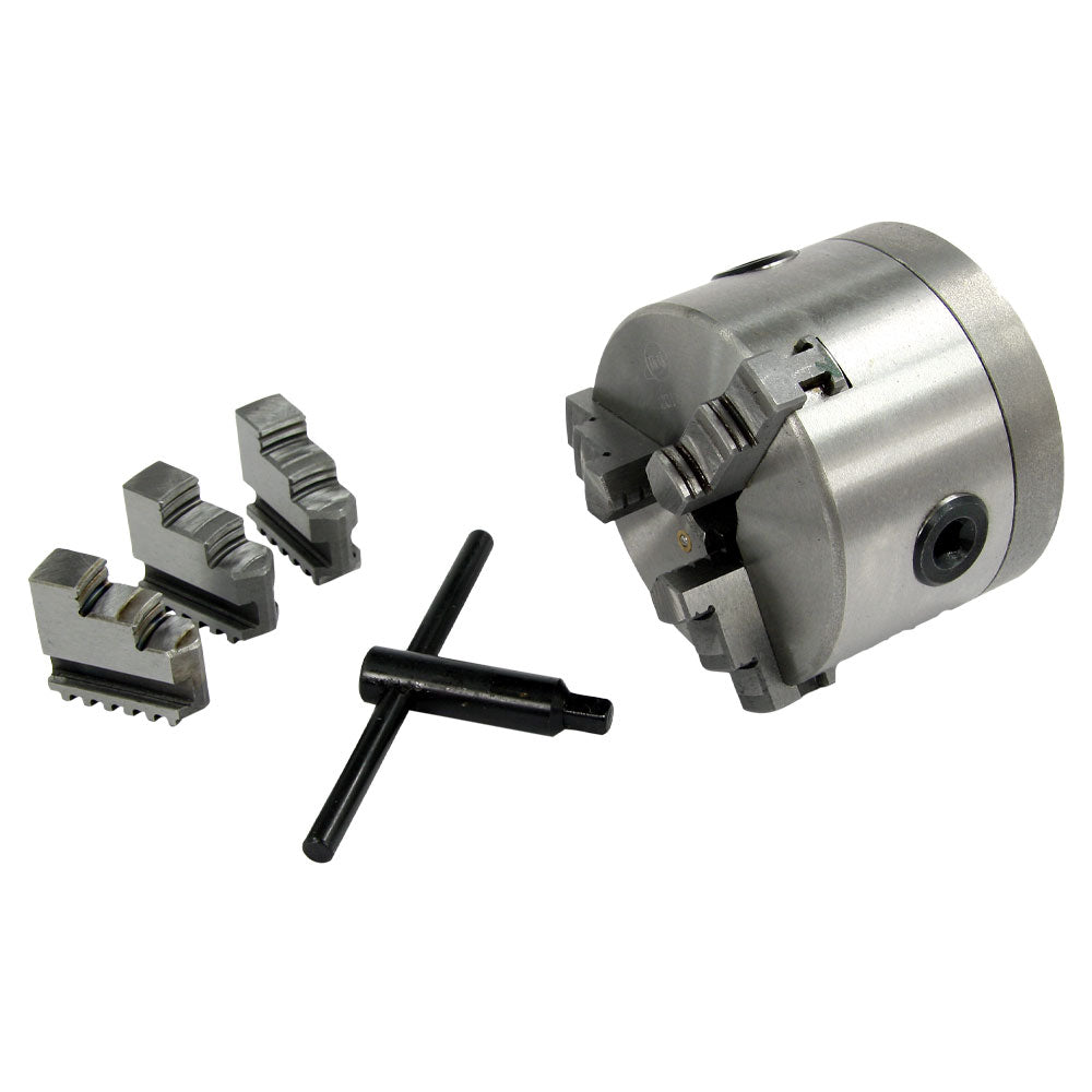 Lathe Chuck - 4", 3-Jaw, Premium, Harlingen, with Adapter to 3" Spindle