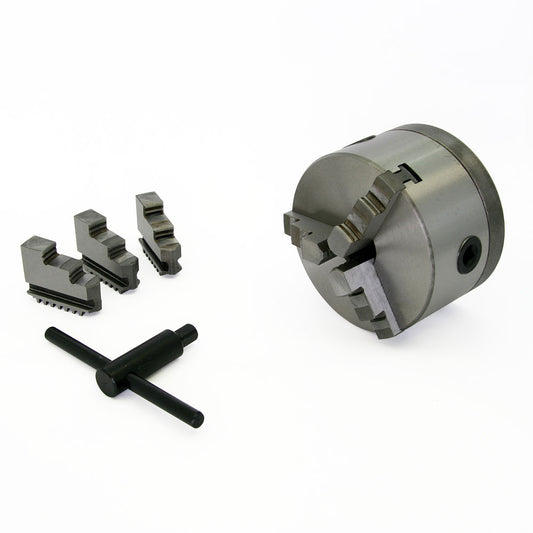 Lathe Chuck - 5", 3-Jaw, Premium, Harlingen, with Adapter to 3" Spindle