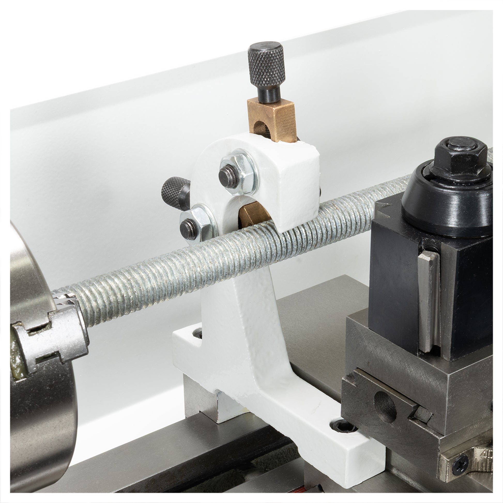 Follower Rest, Mini Lathe, Ball Bearing - Mounted on Lathe |LittleMachineShop.com