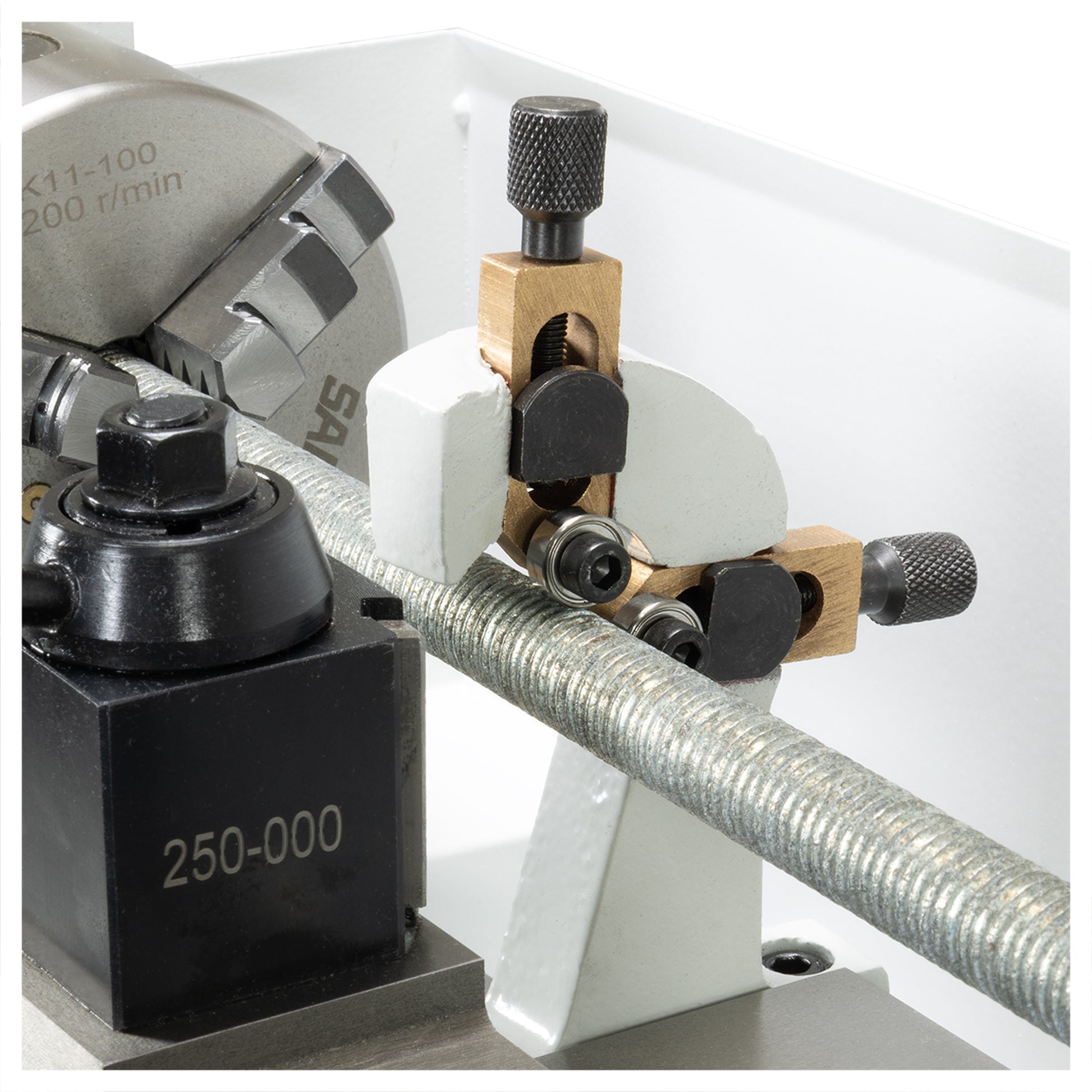 Follower Rest, Mini Lathe, Ball Bearing - Mounted on lathe Reverse View |LittleMachineShop.com