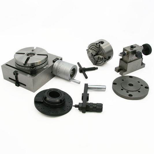 Rotary Table, 4" with Tailstock, Dividing Plate, & 4-Jaw Lathe Chuck