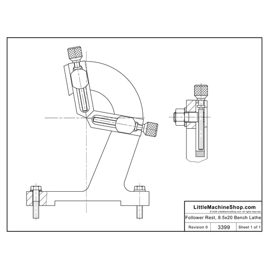 3399 - Drawing - Follower Rest, 8.5x20 Bench Lathe - LittleMachineShop.com