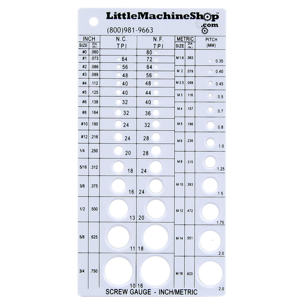 BoltSize-It - Screw Checker – LittleMachineShop.com