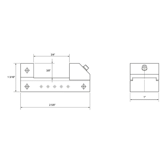 Vise, 1" Screwless, Square Jaws, Drawing | LittleMacineShop.com