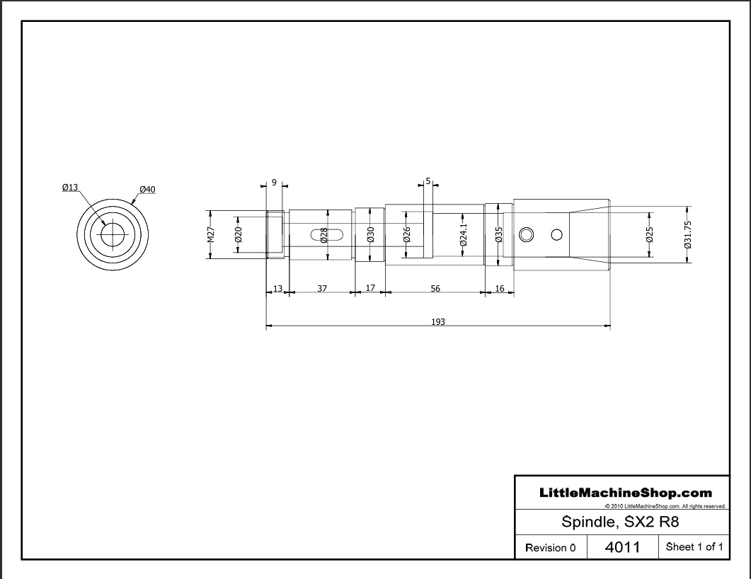 Spindle, R8 HiTorque Mini Mill – LittleMachineShop.com