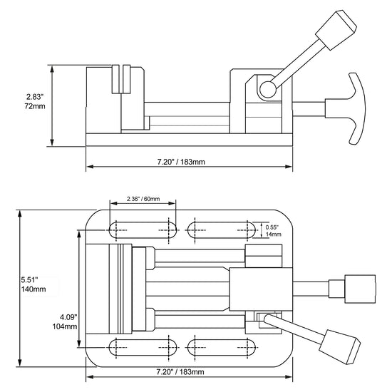 Vise, 3" Drill Press Quick Slide, Drawing | LittleMachineShop.com