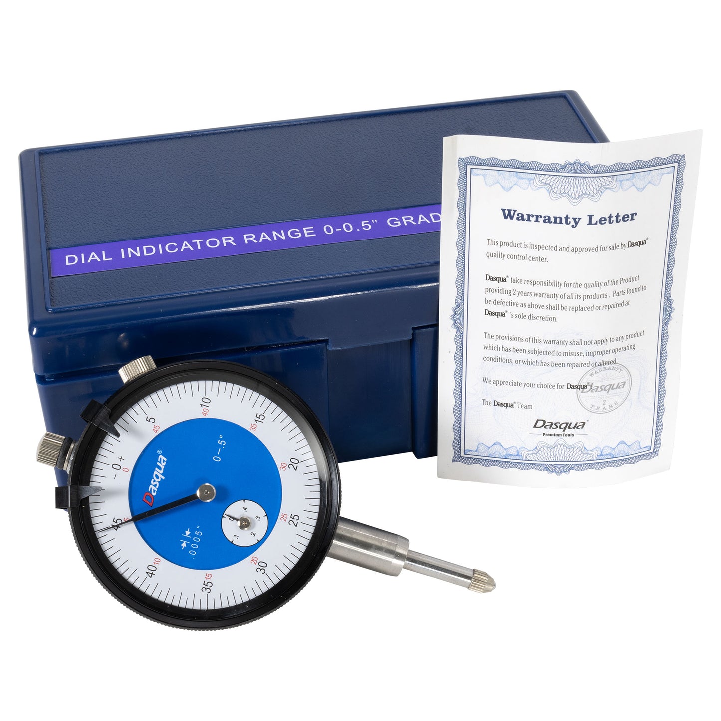 Dial Indicator, 0.5" x 0.0005", Professional Grade, Dasqua