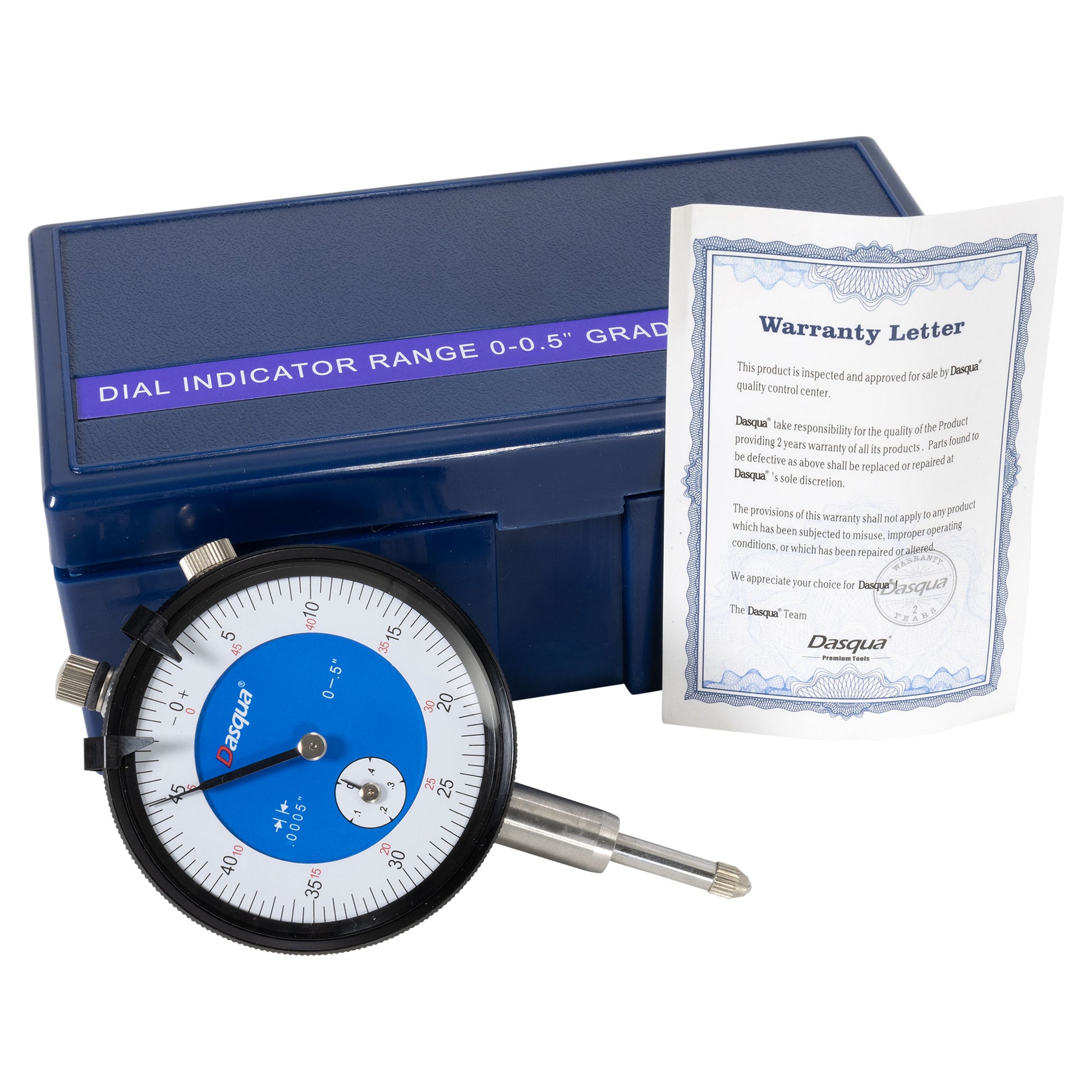 Dial Indicator, 0.5" x 0.0005", Professional Grade, Dasqua