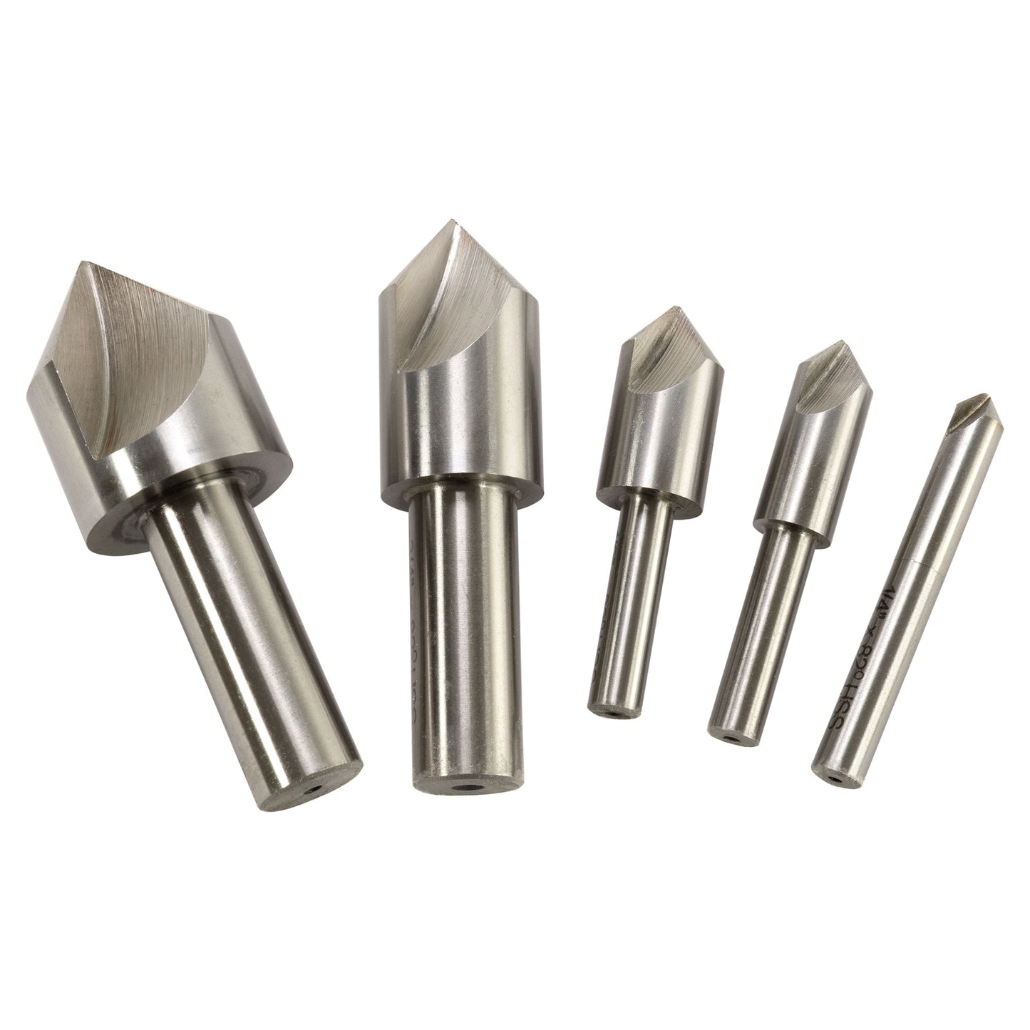 Countersink Set, Single Flute 82 Degree, Set of 5 - out of case - LittleMachineShop.com