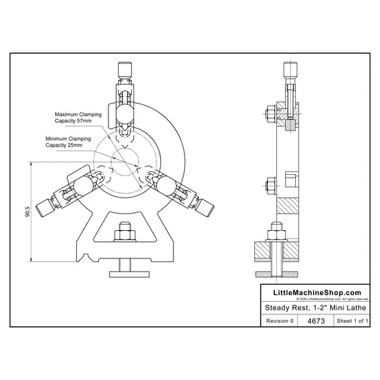 4673 - Drawing - Steady Rest, 1-2" Mini Lathe - LittleMachineShop.com