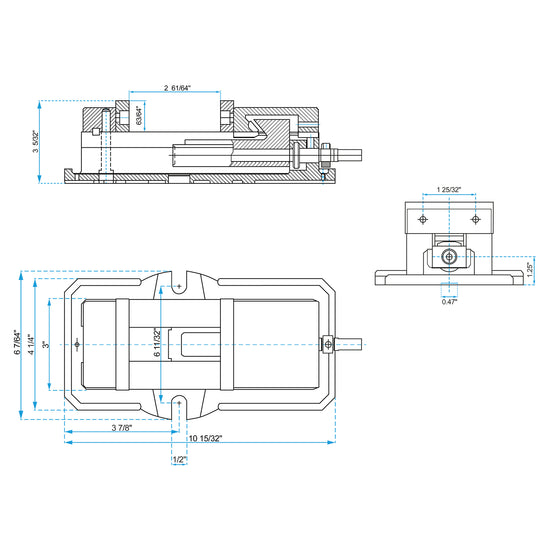 Vise, 3" Precision Milling, Professional Grade - Drawing | LittleMachineShop.com