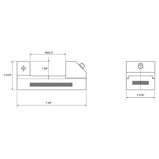 Vise, 3" Screwless with Clamping Slots, Drawing | LittleMachineShop.com