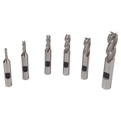 End Mill Set, 6 Piece 4 Flute, Cobalt