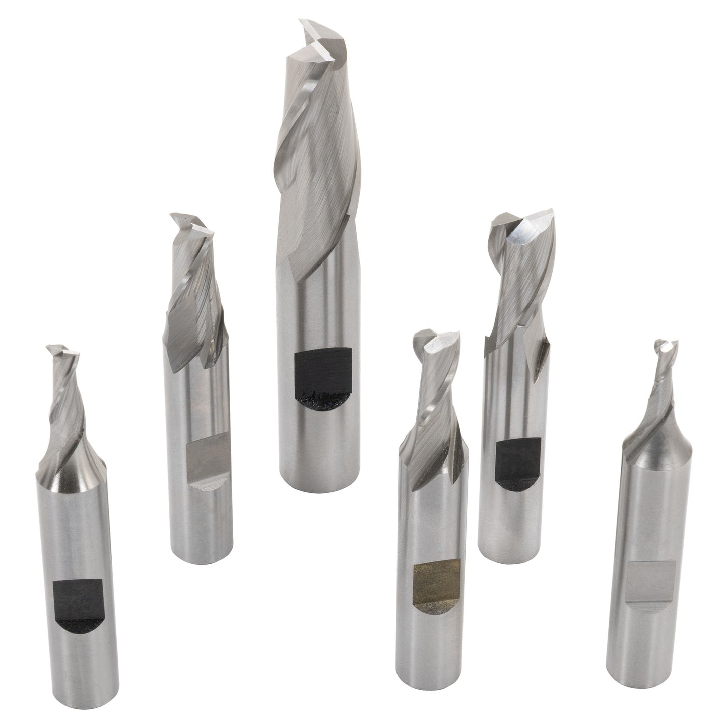 End Mill Set, 6 Piece 2 Flute, Cobalt