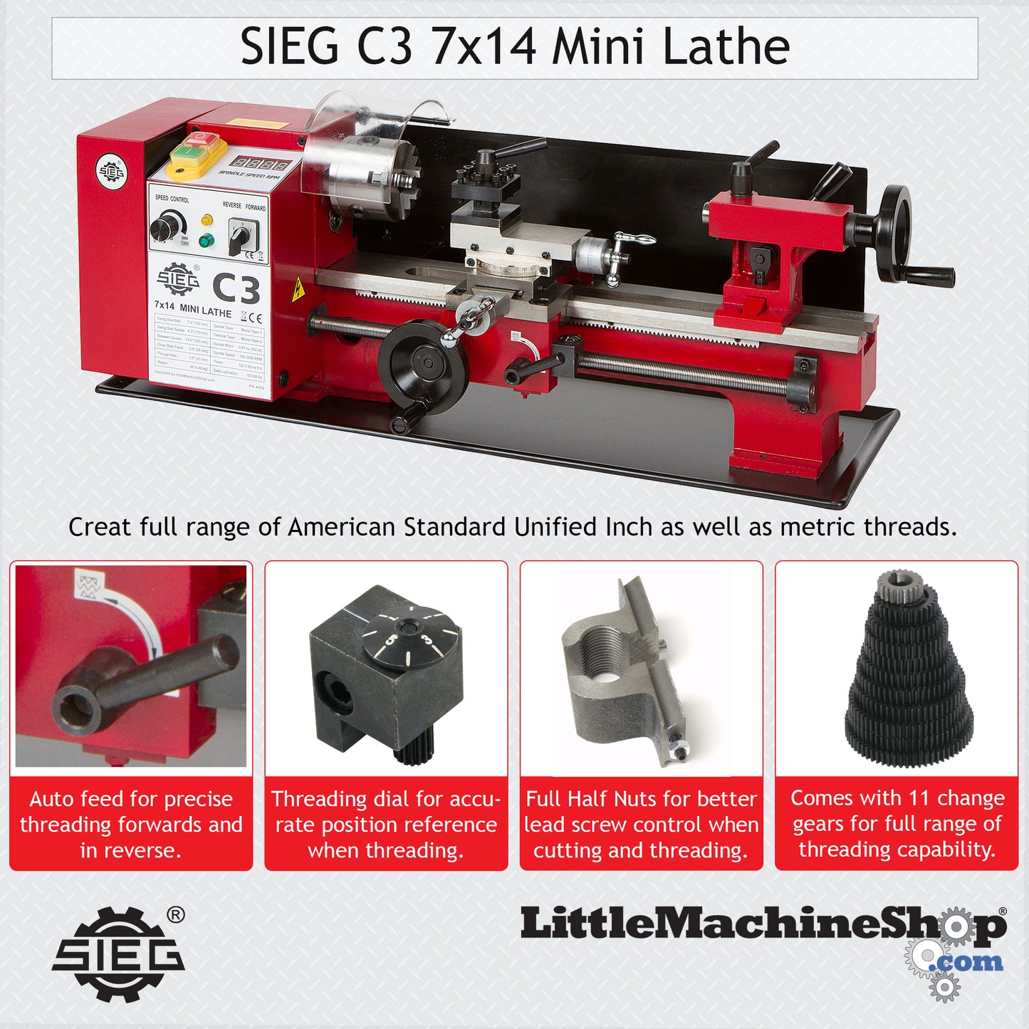 SIEG C3 7x14 Mini Lathe