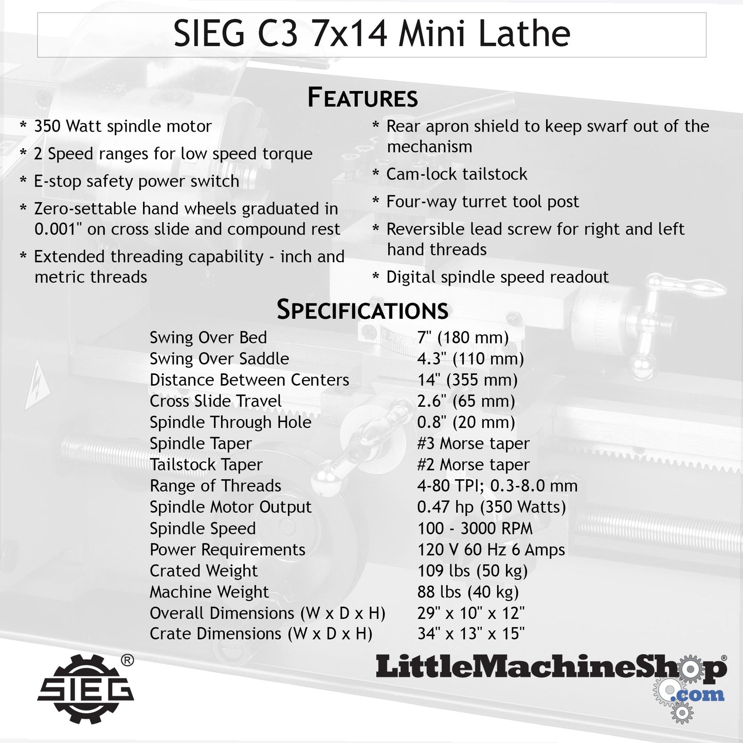 SIEG C3 7x14 Mini Lathe