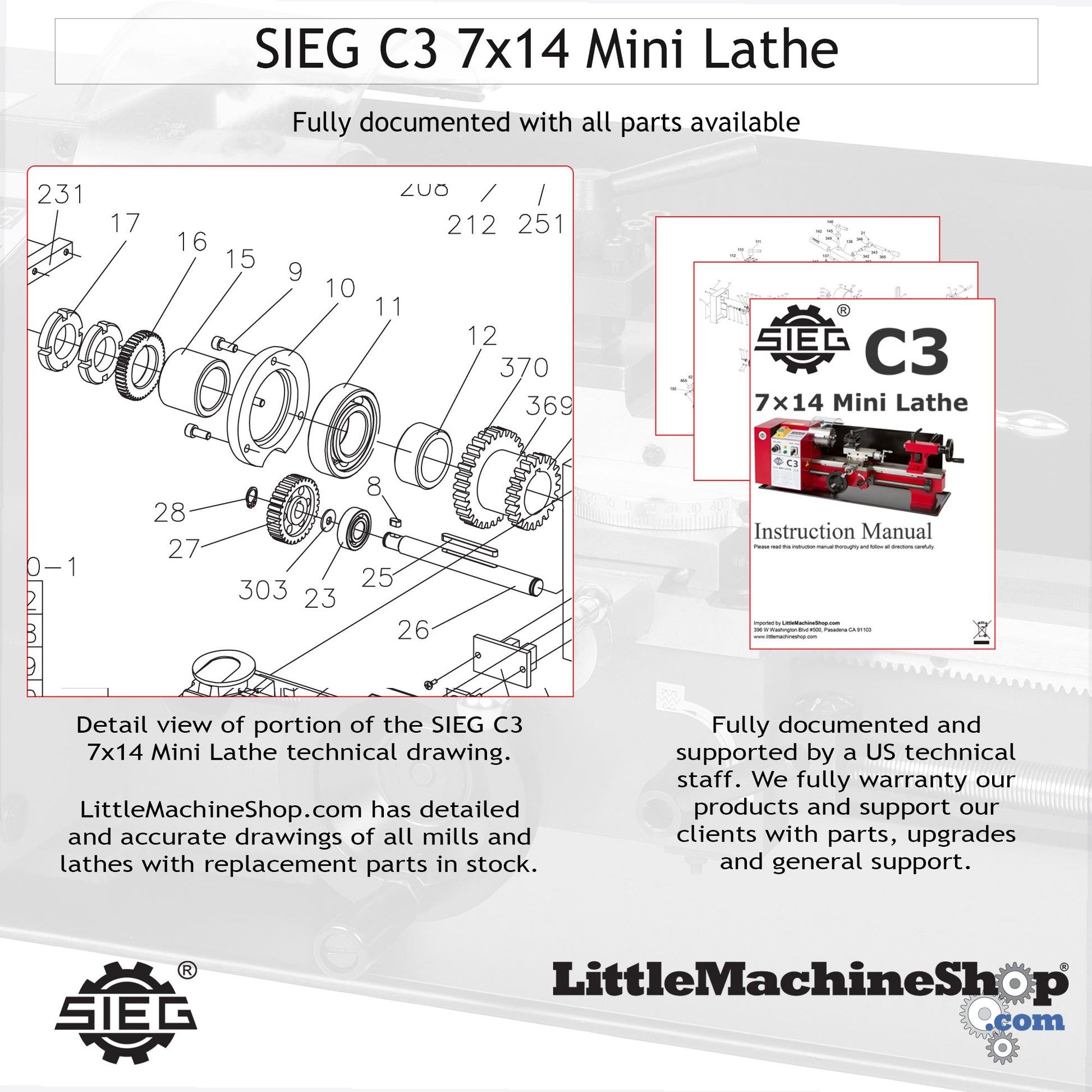 SIEG C3 7x14 Mini Lathe