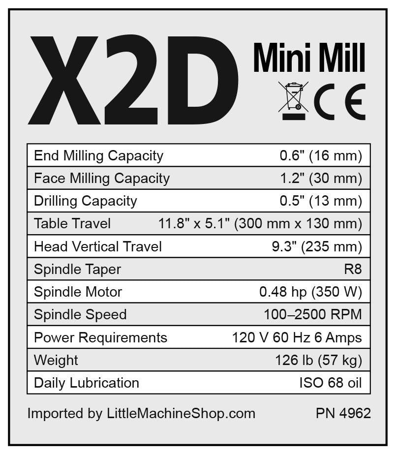 Min.ページ SIEG X2D Mini Mill – LittleMachineShop.com