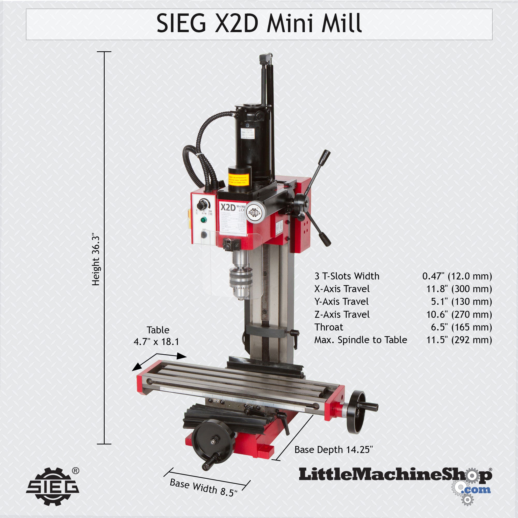 SIEG X2D Mini Mill – LittleMachineShop.com