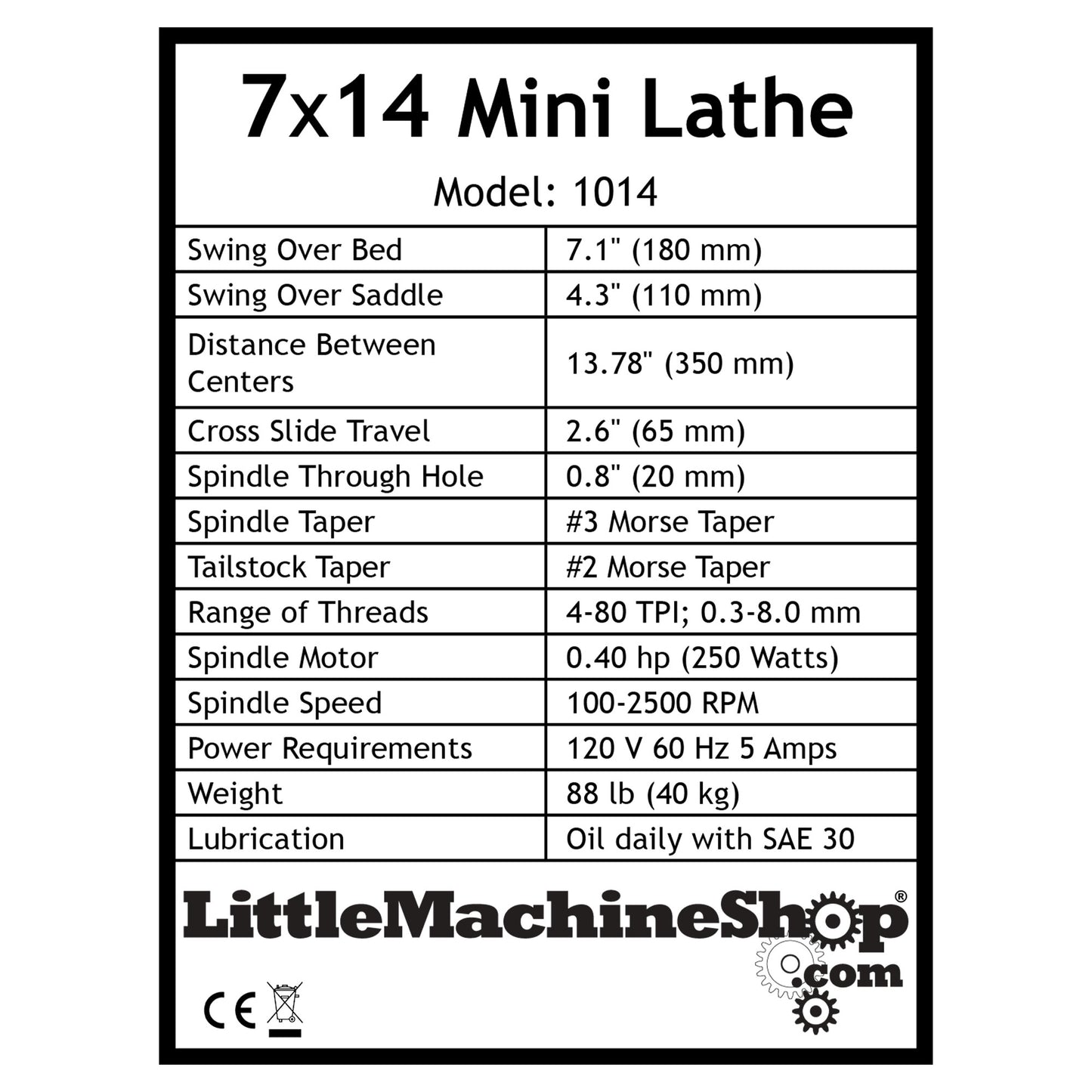 Label, 7x14 Mini Lathe