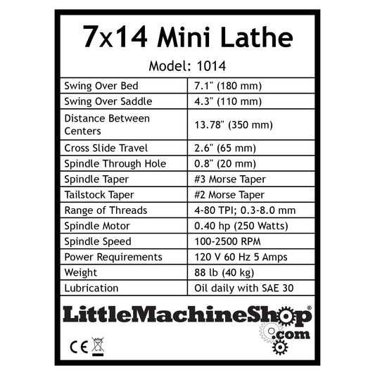 Label, 7x14 Mini Lathe