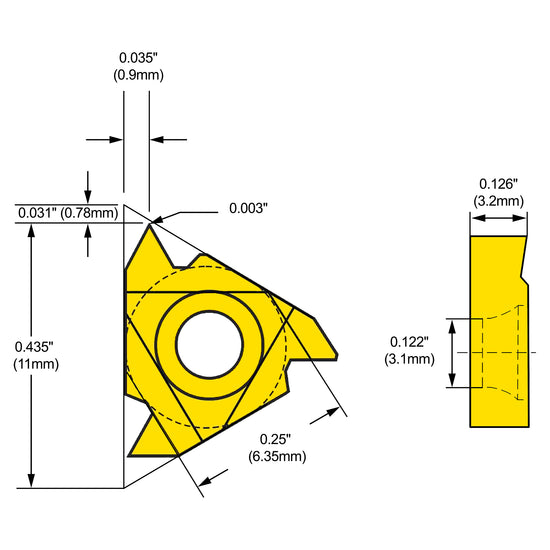 Insert, 11ERA60 External Thread, TiN Coated Carbide | LittleMachineShop.com