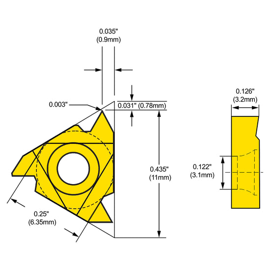 Insert, 11IRA60 Internal Thread, TiN Coated | LittleMachineShop.com