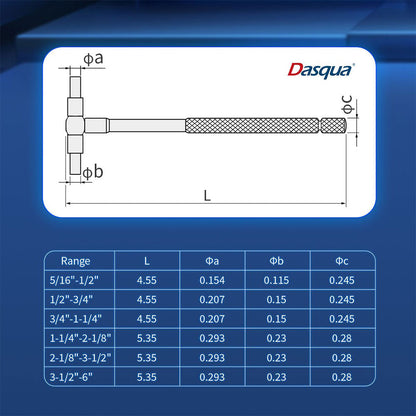 Telescoping Gage Set, 6-Piece 5/16 - 6", Dasqua