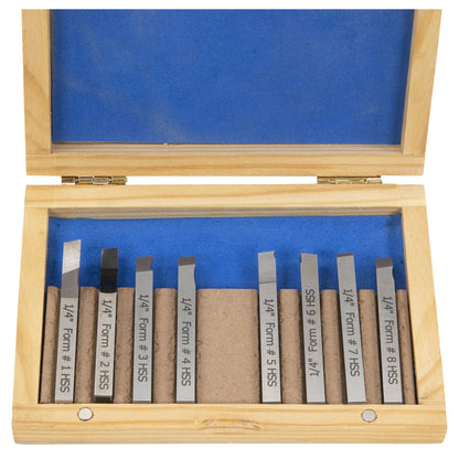 Lathe Tool Bits, 1/4" Presharpened, Set of 8 HSS