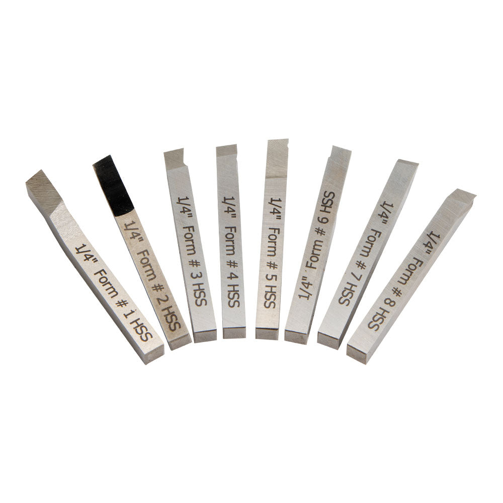 Lathe Tool Bits, 1/4" Presharpened, Set of 8 HSS