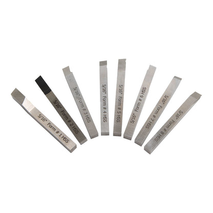 Lathe Tool Bits, 5/16" Presharpened, Set of 8 HSS