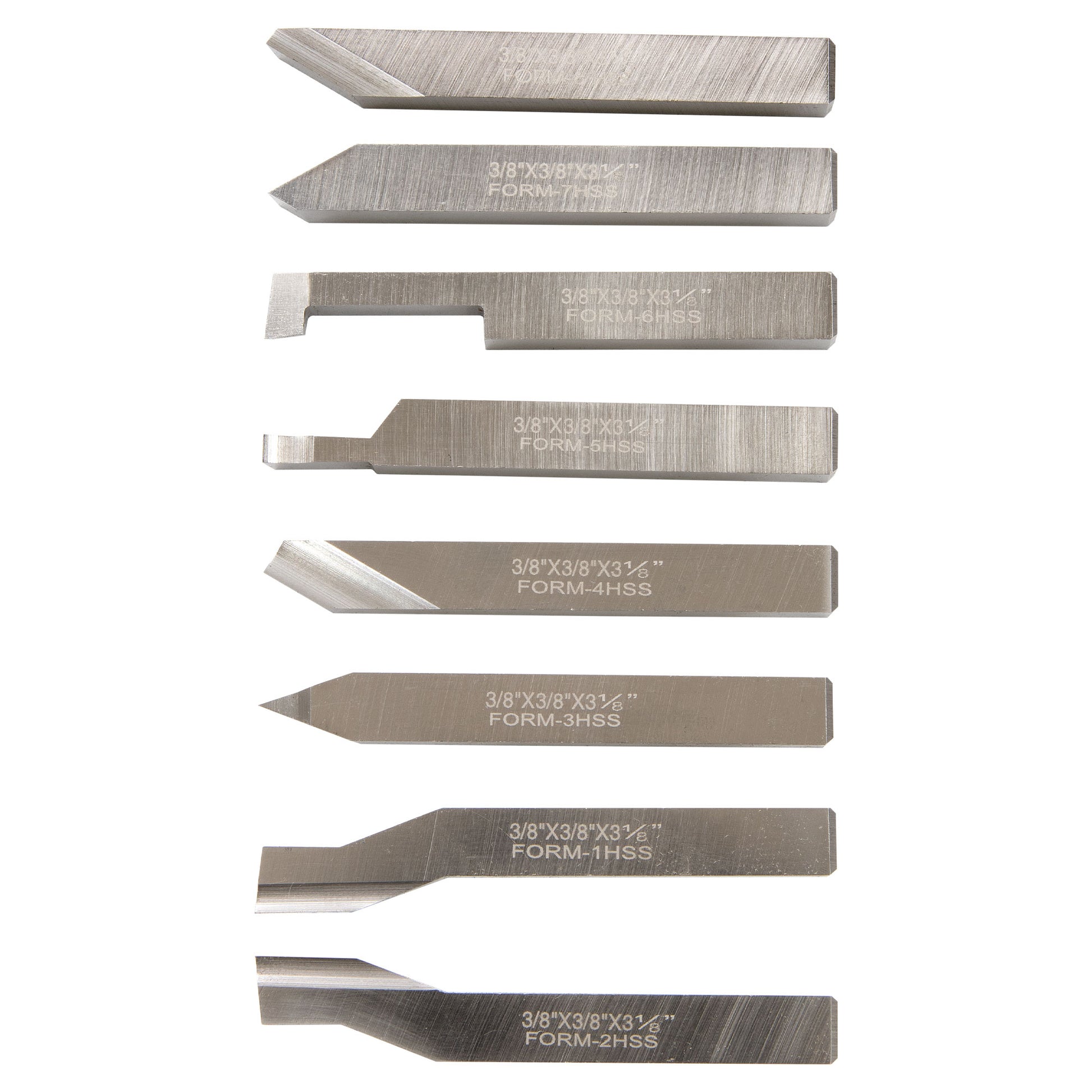 Lathe Tool Bits, 3/8" Presharpened, Set of 8 HSS
