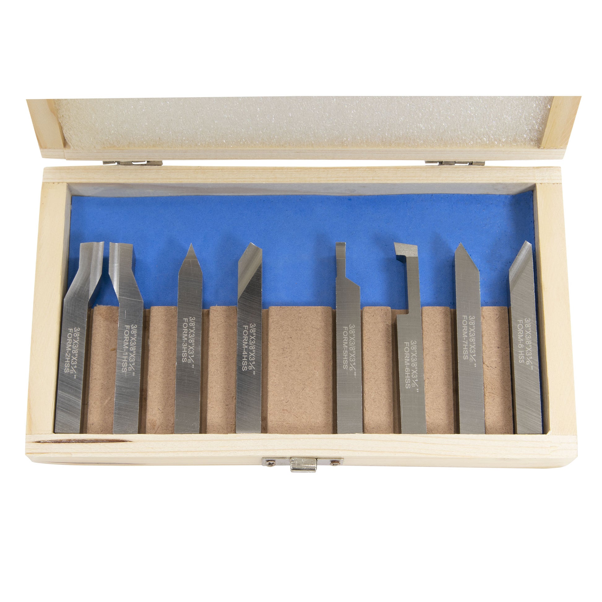Lathe Tool Bits, 3/8" Presharpened, Set of 8 HSS
