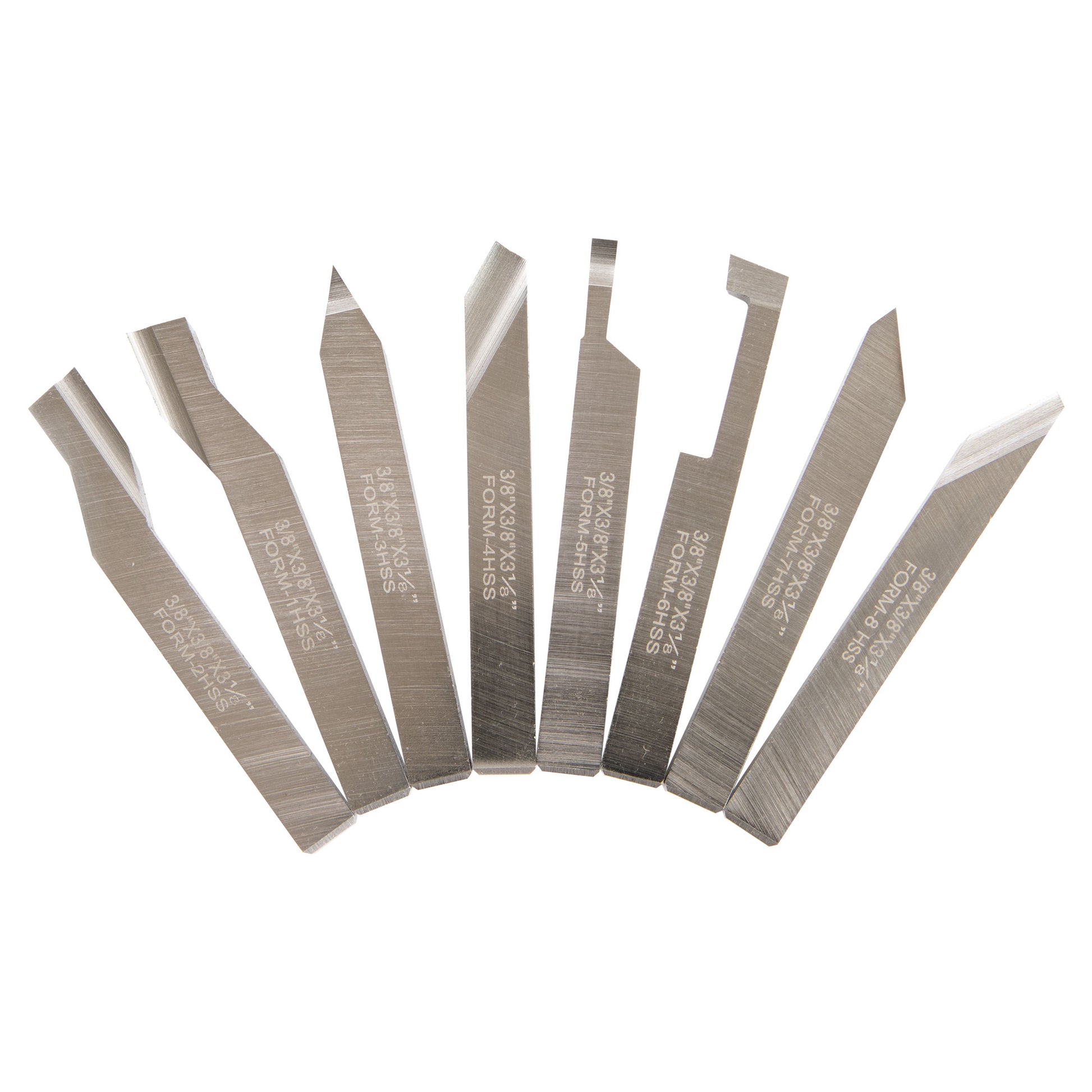 Lathe Tool Bits, 3/8" Presharpened, Set of 8 HSS